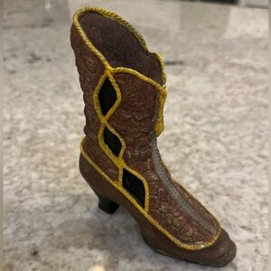 Vintage Miniature Victorian Brown High Heel Boot